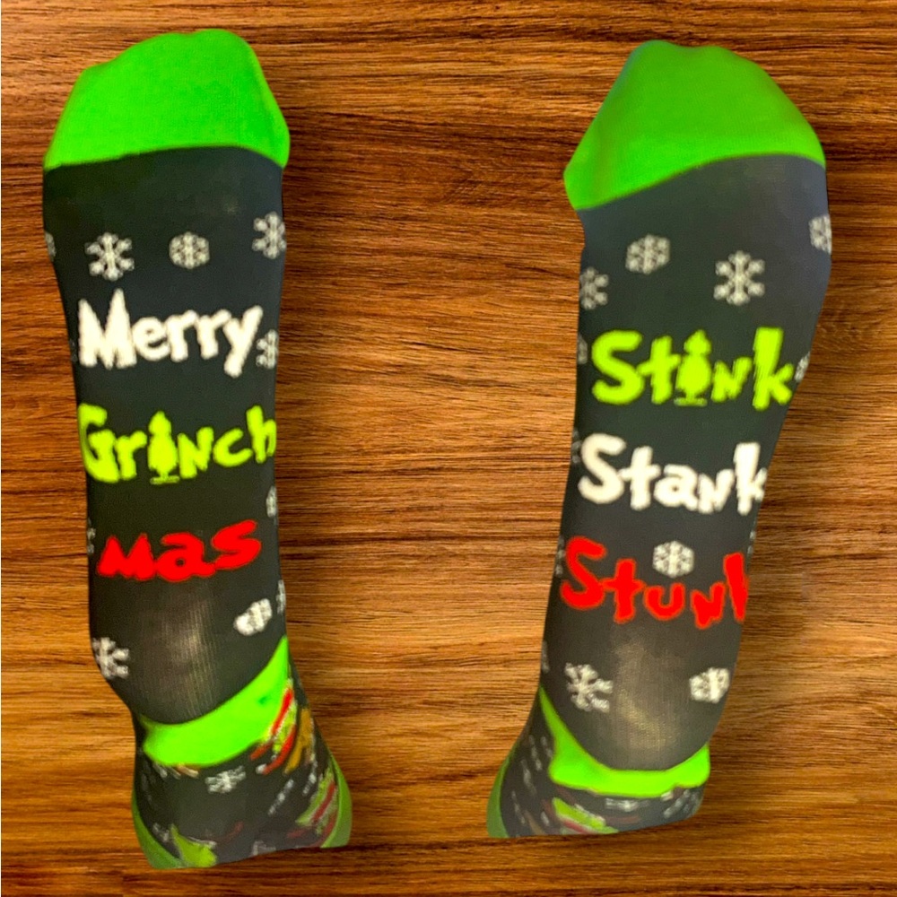 Stink, Stank, Stunk Grinch Christmas Socks NWT